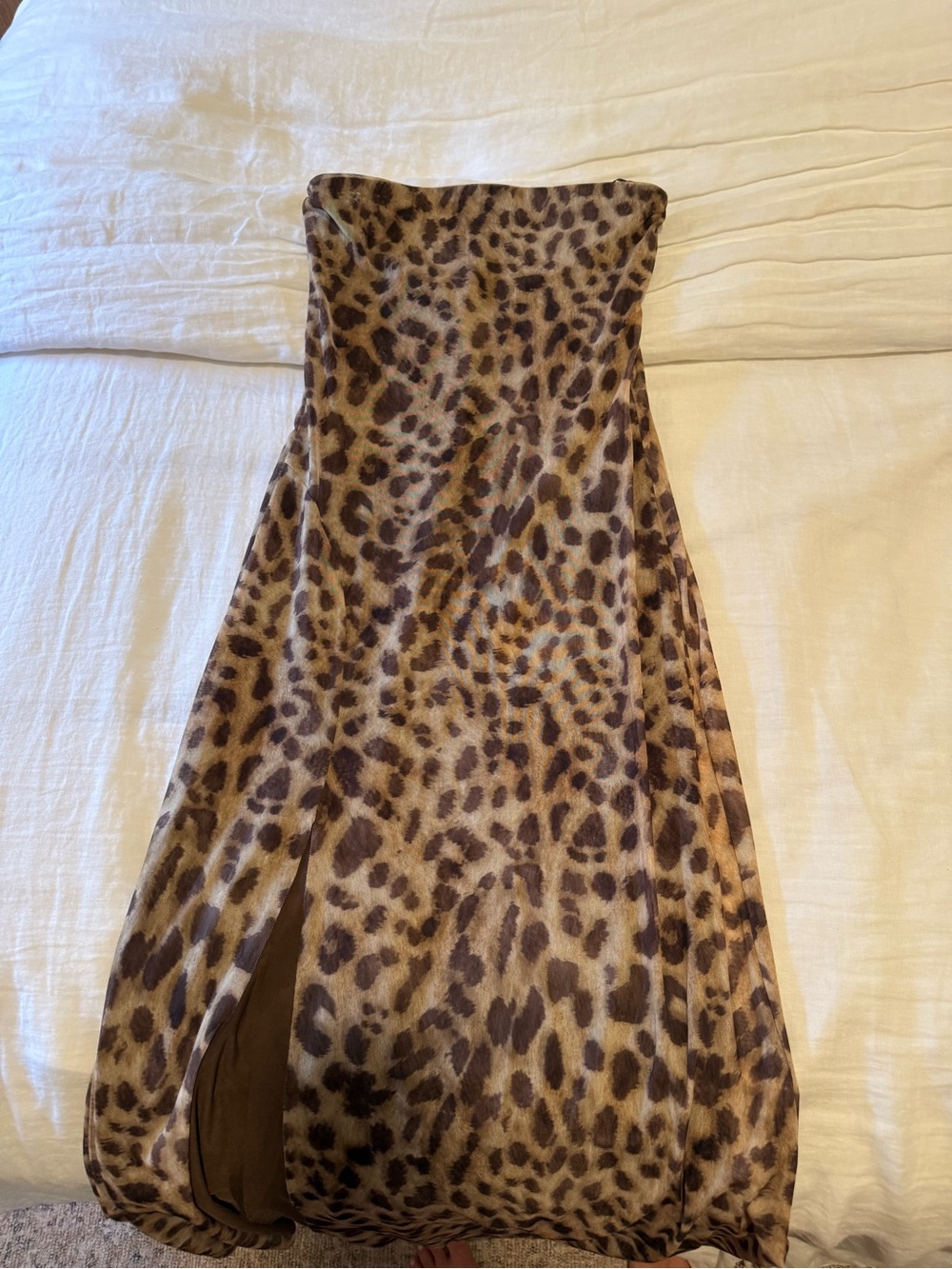 Zara Leopard Print Strapless Midi Dress - Brown & Black